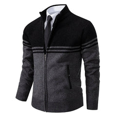 Minimalistisch Bequeme warme Strickjacke - Magnus in Schwarz