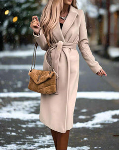 Hochwertiger, leichter Mantel mit Gürtel für Damen - Zinnia in Beige