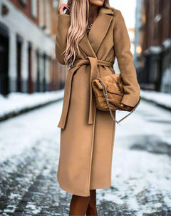 Hochwertiger, leichter Mantel mit Gürtel für Damen - Zinnia in Khaki