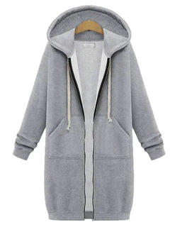 Ember - Zip-Up Hoodie - Knielang in Grau