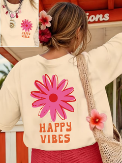 Zorina - Oversize-T-Shirt mit floralem Grafikdesign und Soft-Touch in Beige