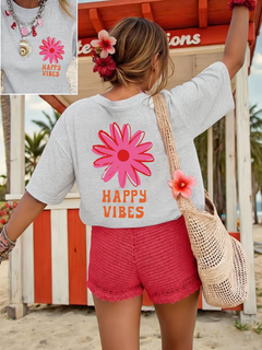 Zorina - Oversize-T-Shirt mit floralem Grafikdesign und Soft-Touch in Grau