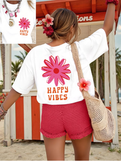 Zorina - Oversize-T-Shirt mit floralem Grafikdesign und Soft-Touch in Weiß