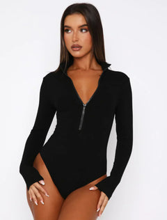 ELEGANT™ | ZIP-UP BODYSUIT in Schwarz