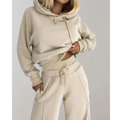 Ida | Gemütlicher Jogginganzug mit Kapuze in Beige