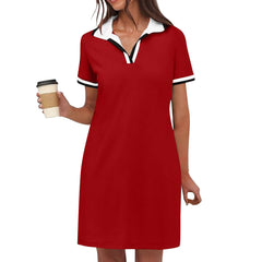 Ilarie | Sportliches Polokleid mit Taschen in Rot