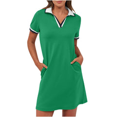 Ilarie | Sportliches Polokleid mit Taschen in Grasgrün