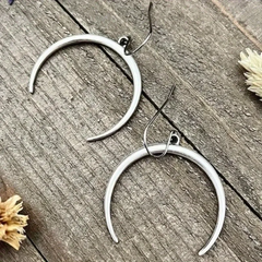 Vintage-Halbmond-Ohrringe aus Gold und Silber in Silber