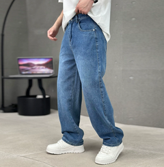Herren Jeans weite Passform gerader Schnitt in Blau