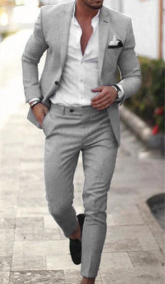 Herren Sommer 2-Teiliger Hochzeitsgast Anzug | Blazer und Hose in Hellgrau