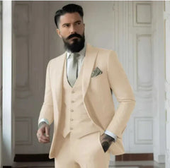 Herren Slim Fit Hochzeitsgastanzug | 3-Teilig in Khaki