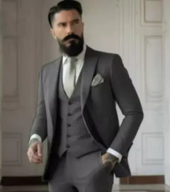 Herren Slim Fit Hochzeitsgastanzug | 3-Teilig in Grau