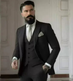 Herren Slim Fit Hochzeitsgastanzug | 3-Teilig in Schwarz
