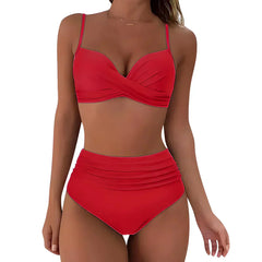 Abigail® | Wickel-Badeanzug-Set für Damen in Unifarben in Rot