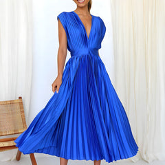 Amara Yazmin - Plisseekleid in Blau