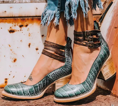Serelia - Elegante Stiefeletten in Grüne Schlange