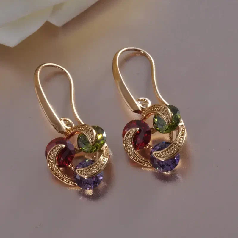 Bunte Zirkonia Gold Ohrringe