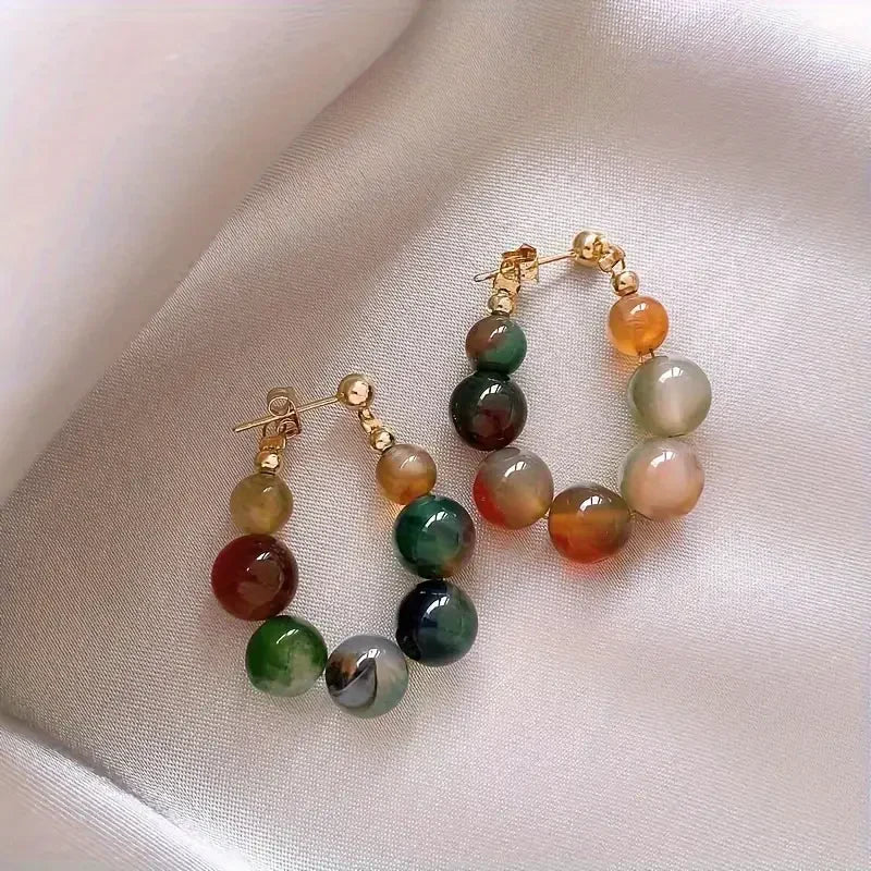 Bunte Steine Hoop-Ohrringe