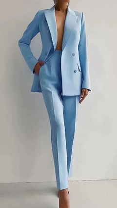 Jessica | Damen Elegant Knöpfen Maßanzug in Hellblau