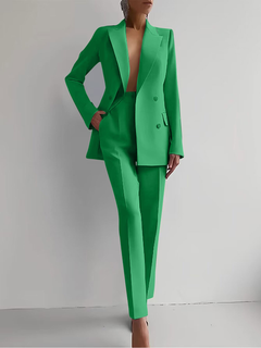 Jessica | Damen Elegant Knöpfen Maßanzug in Grün