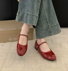 Ruby | Knöchelriemen Blockabsatz Absatzschuhe in Rot
