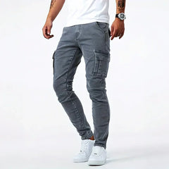 Darnic - Premium Stretch-Cargo-Jeans in Grau