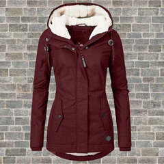 Luisa | Damen Gefütterter Wasserdichter Kapuzen Winter Parka in Rot