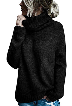 Damen Winter Rollkragen Longpullover in Schwarz