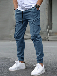 DAVIDE | HERREN CARGO JOGGERHOSE in Blau