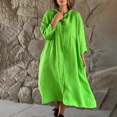 Alice – Sommerkleid in Übergröße – Lässig geknöpft in Grün