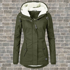 Luisa | Damen Gefütterter Wasserdichter Kapuzen Winter Parka in Grün