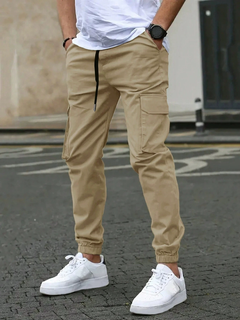 DAVIDE | HERREN CARGO JOGGERHOSE in Beige