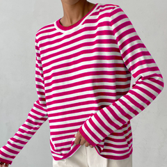 Dagmar - Elegantes gestreiftes T-Shirt - Leichter Stoff in Rosa