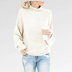 Gemütlicher Damen Strickpullover | Rollkragen in Beige