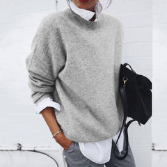 Andrea | Damen Klassischer Schnitt Strickpullover in Grau