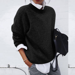 Andrea | Damen Klassischer Schnitt Strickpullover in Schwarz