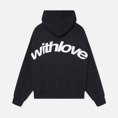 Petra | Damen Oversized Text Kapuzenpullover in Schwarz
