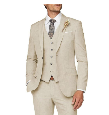Dreiteiliger Hochzeitsgastanzug für Herren | Beige