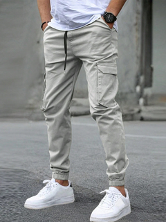 DAVIDE | HERREN CARGO JOGGERHOSE in Hellgrau