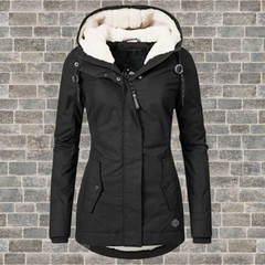 Luisa | Damen Gefütterter Wasserdichter Kapuzen Winter Parka in Schwarz