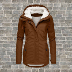Luisa | Damen Gefütterter Wasserdichter Kapuzen Winter Parka in Braun