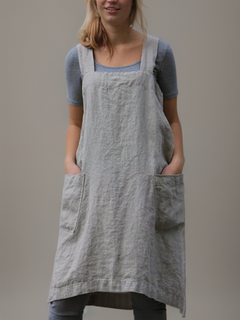 Dinah - Baumwoll Schürzenkleid mit Taschen in Grau
