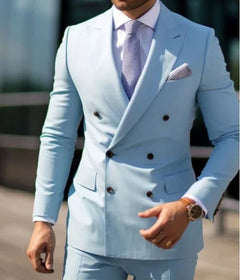 Herren Slim Fit Hochzeitsgast Anzug | Zweiteiler in Hellblau