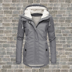 Luisa | Damen Gefütterter Wasserdichter Kapuzen Winter Parka in Grau
