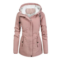 Wasserdichter, Gefütterter Wintermantel mit Kapuze in Rosa