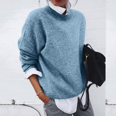 Andrea | Damen Klassischer Schnitt Strickpullover in Blau