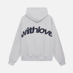 Petra | Damen Oversized Text Kapuzenpullover in Grau