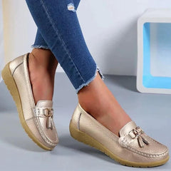Käthe | Damen Leder Loafer Fußgewölbestütze – Leder Loafer Stützend Komfort 2026 in Gold