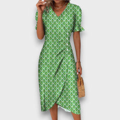 Heliane – Blumiges Midikleid in Hellgrün
