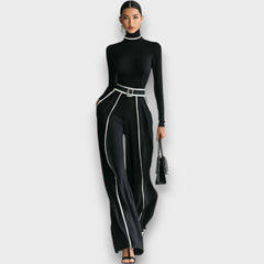 Maerina – Zweiteiliges Set mit Rollkragen und weiter Hose in Schwarz